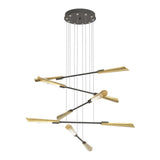 Flight 10-Light Chandelier Small in Natural Iron, Modern Brass by Hubbardton Forge