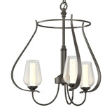 Flora Cage Chandelier 3 Light in Oil Rubbed Bronze, Seeded Glass with Opal Diffuser by Hubbardton Forge