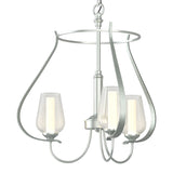 Flora Cage Chandelier 3 Light in Vintage Platinum, Seeded Glass with Opal Diffuser by Hubbardton Forge
