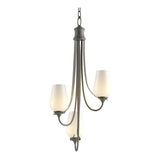 Flora Chandelier 3 Light in Natural Iron, Opal Glass by Hubbardton Forge
