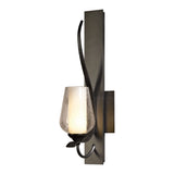 Flora Leaf Wall Sconce, shown in Dark Smoke, Seeded Glass with Opal Diffuser, by Hubbardton Forge