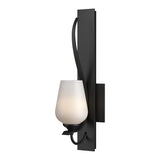 Flora Leaf Wall Sconce in Black, Opal Glass by Hubbardton Forge