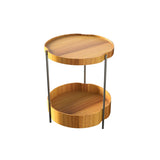 Flow Double Side Table By Accord, Finish: Teak, , | Casa Di Luce Lighting
