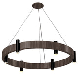 Flow Round Pendant Light American Walnut By Accord, , | Casa Di Luce Lighting