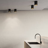 Focus 5” Cylinder Flush Mount with Multi Lenses Black By DALS - Lifestyle View