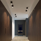 Focus 6” Multi Voltage Cylinder Flush Mount with Multi-Lenses Black By DALS - Lifestyle View1