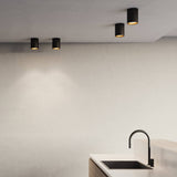 Focus 6” Multi Voltage Cylinder Flush Mount with Multi-Lenses Black By DALS - Lifestyle View