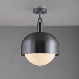 Forked Globe Shade Ceiling Light Opal Gun Metal Large By Buster And Punch