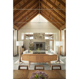 Pair of Forma Floor Lamps by Cerno flanking a sideboard under a vaulted ceiling