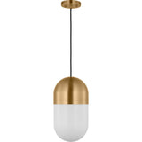 Foster Pendant — 8", Milk, Satin Brass
