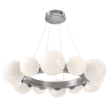 Gaia Radial Ring Chandelier Medium Satin Nickel Opal White By Hammerton