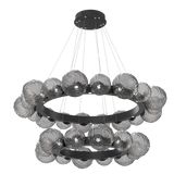 Gaia Radial Ring Chandelier Two Tier Matte Black Smoke By Hammerton