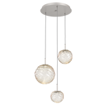 Gaia Round Pendant Chandelier 3 Lights Beige Silver Amber By Hammerton