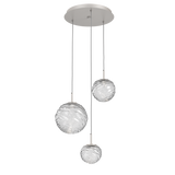 Gaia Round Pendant Chandelier 3 Lights Beige Silver Clear By Hammerton