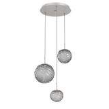 Gaia Round Pendant Chandelier 3 Lights Beige Silver Smoke By Hammerton