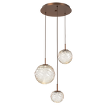 Gaia Round Pendant Chandelier 3 Lights Burnished Bronze Amber By Hammerton