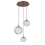 Gaia Round Pendant Chandelier 3 Lights Burnished Bronze Clear By Hammerton