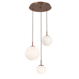 Gaia Round Pendant Chandelier 3 Lights Burnished Bronze Opal White By Hammerton