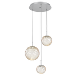 Gaia Round Pendant Chandelier 3 Lights Classic Silver Amber By Hammerton