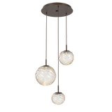 Gaia Round Pendant Chandelier 3 Lights Flat Bronze Amber By Hammerton
