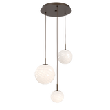 Gaia Round Pendant Chandelier 3 Lights Flat Bronze Opal White By Hammerton