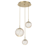 Gaia Round Pendant Chandelier 3 Lights Gilded Brass Amber By Hammerton