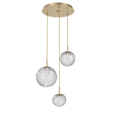 Gaia Round Pendant Chandelier 3 Lights Gilded Brass Clear By Hammerton