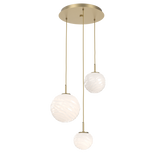 Gaia Round Pendant Chandelier 3 Lights Gilded Brass Opal White By Hammerton