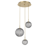 Gaia Round Pendant Chandelier 3 Lights Gilded Brass Smoke By Hammerton