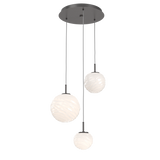 Gaia Round Pendant Chandelier 3 Lights Graphite Opal By Hammerton