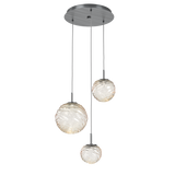 Gaia Round Pendant Chandelier 3 Lights Gunmetal Amber By Hammerton