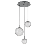 Gaia Round Pendant Chandelier 3 Lights Gunmetal Clear By Hammerton