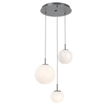 Gaia Round Pendant Chandelier 3 Lights Gunmetal Opal White By Hammerton