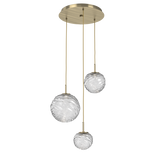 Gaia Round Pendant Chandelier 3 Lights Heritage Brass Clear By Hammerton