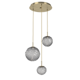 Gaia Round Pendant Chandelier 3 Lights Heritage Brass Smoke By Hammerton