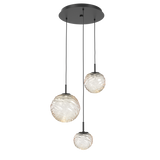 Gaia Round Pendant Chandelier 3 Lights Matte Black Amber By Hammerton