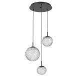 Gaia Round Pendant Chandelier 3 Lights Matte Black Clear By Hammerton