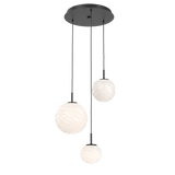 Gaia Round Pendant Chandelier 3 Lights Matte Black Opal White By Hammerton
