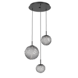 Gaia Round Pendant Chandelier 3 Lights Matte Black Smoke By Hammerton