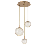 Gaia Round Pendant Chandelier 3 Lights Novel Brass Amber By Hammerton