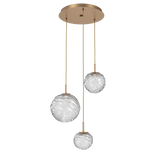 Gaia Round Pendant Chandelier 3 Lights Novel Brass Clear By Hammerton