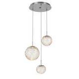 Gaia Round Pendant Chandelier 3 Lights Satin Nickel Amber By Hammerton