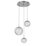 Gaia Round Pendant Chandelier 3 Lights Satin Nickel Clear By Hammerton