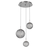 Gaia Round Pendant Chandelier 3 Lights Satin Nickel Smoke By Hammerton