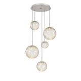 Gaia Round Pendant Chandelier 5 Lights Beige Silver Amber By Hammerton