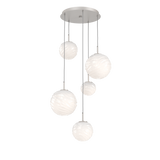 Gaia Round Pendant Chandelier 5 Lights Beige Silver Opal White By Hammerton
