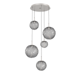 Gaia Round Pendant Chandelier 5 Lights Beige Silver Smoke By Hammerton