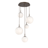 Gaia Round Pendant Chandelier 5 Lights Flat Bronze Opal White By Hammerton