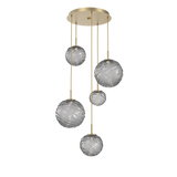 Gaia Round Pendant Chandelier 5 Lights Gilded Brass Smoke By Hammerton