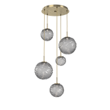 Gaia Round Pendant Chandelier 5 Lights Heritage Brass Smoke By Hammerton